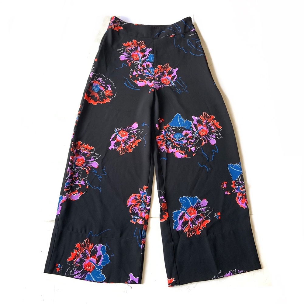 Whistles Freya Floral Cropped Culotte Wide Leg Pants Size 0/XS - Picture 2 of 9